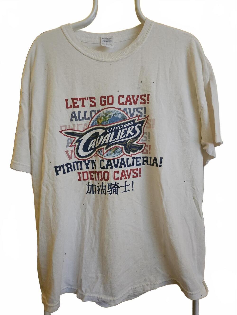 Cleveland Cavaliers 08 game givvy T Shirt XL Lets Go Cavs NBA Basketball stains
